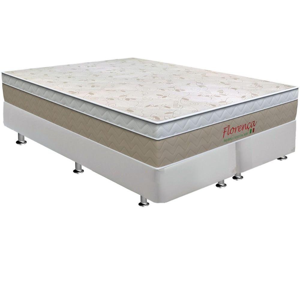 Cama Box Queen: Colchão Molas Bonnel Orthoflex Florença + Base CRC Courano White(158x198) - 1