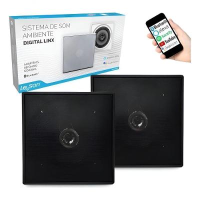 Kit Arandela Quadrada 6 Leson 2lsquadpt 70w Rms Preta Par -