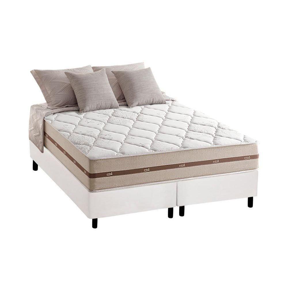 Cama Box Queen: Colchão Molas Anjos Masterpocket Ensacadas Classic + Base Branco(158X198) - 1