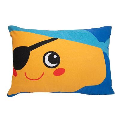 Fronha Malha 100% Algodão Estampa Localizada Pirata 48CM X 68CM Branco Portallar