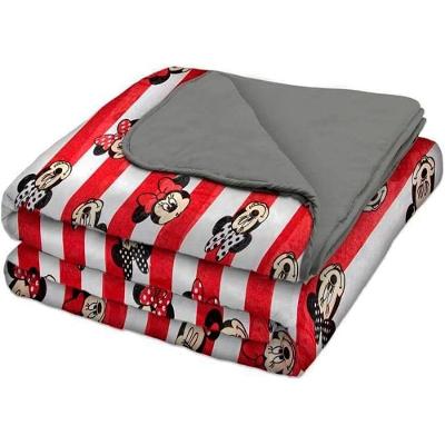 Edredom Disney Minnie Poá Casal 70% Algodão 30% Poliéster Malha Mista Cinza