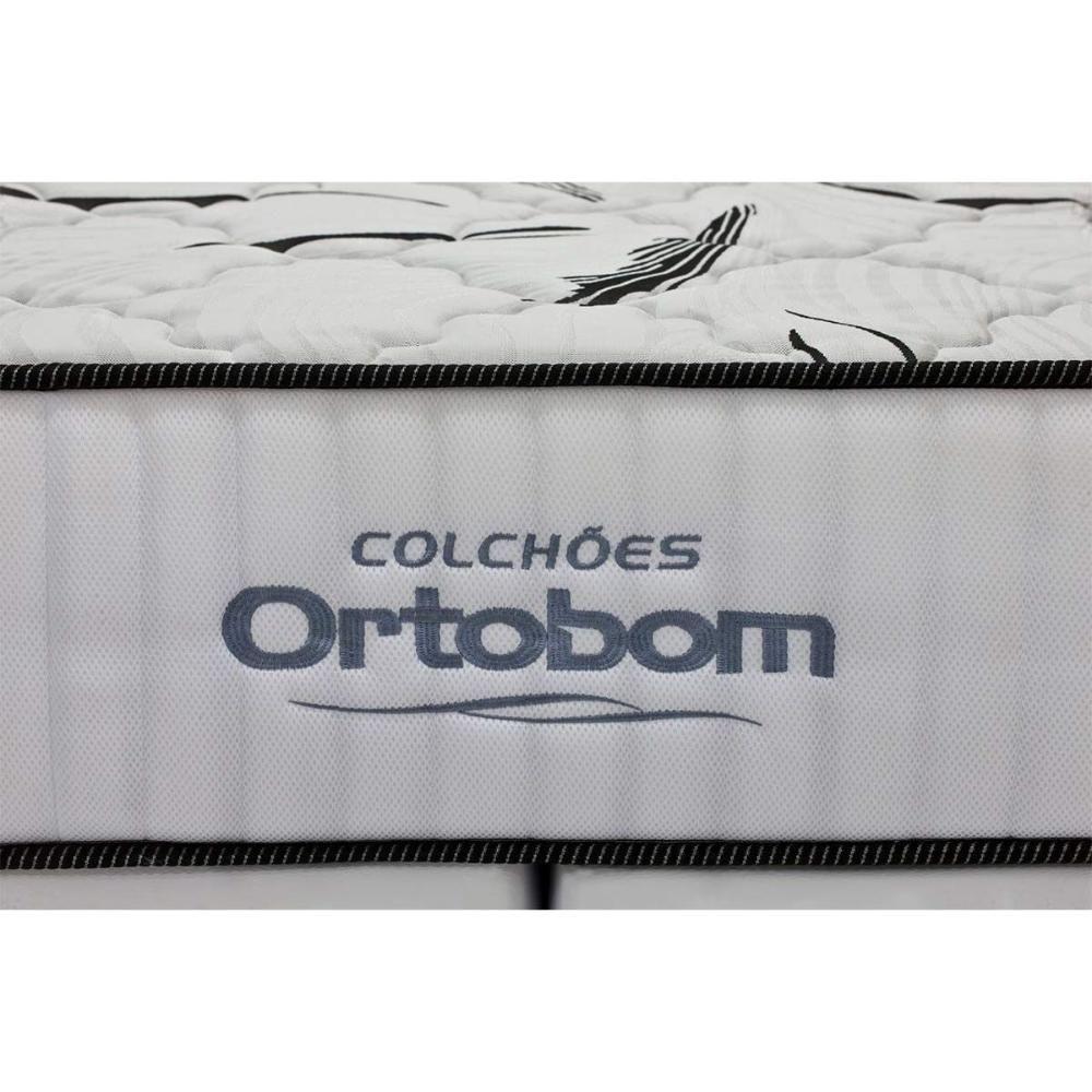Cama Box Queen: Colchão Espuma Ortobom D45 High Foam + Base CRC Courano White(158x198) - 2