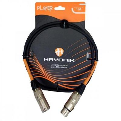 Cabo Para Microfone Player Xlr(f) X Xlr(m) 1m Preto Hayonik