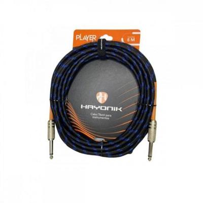 Cabo Para Instrumentos Player P10 Textil 5m Preto-azul Hayonik
