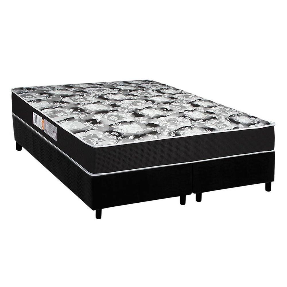Cama Box Queen: Colchão Espuma Luckspuma D45 Gran Luck Pro + Base CRC Suede Black(158x198) - 1
