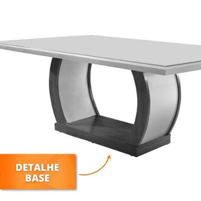 Sala De Jantar Milena Tampo Mdf Vidro Com 6 Cadeiras