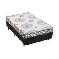 Cama Box Solteiro: Colchão Espuma Polar D28 Pérola + Base Crc Rústico Black(88X188) - 1