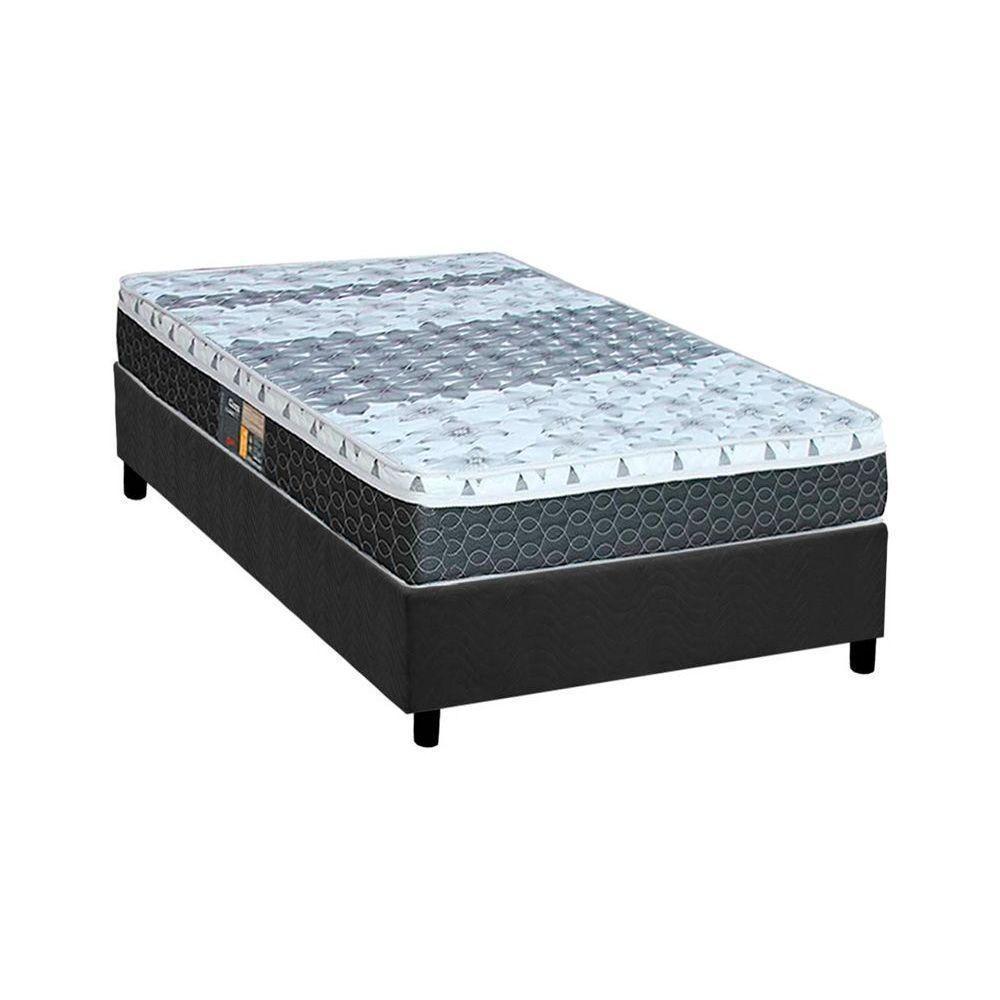 Cama Box Solteiro: Colchão Molas Castor Bonnel System Class + Base CRC Suede Gray(88x188) - 1