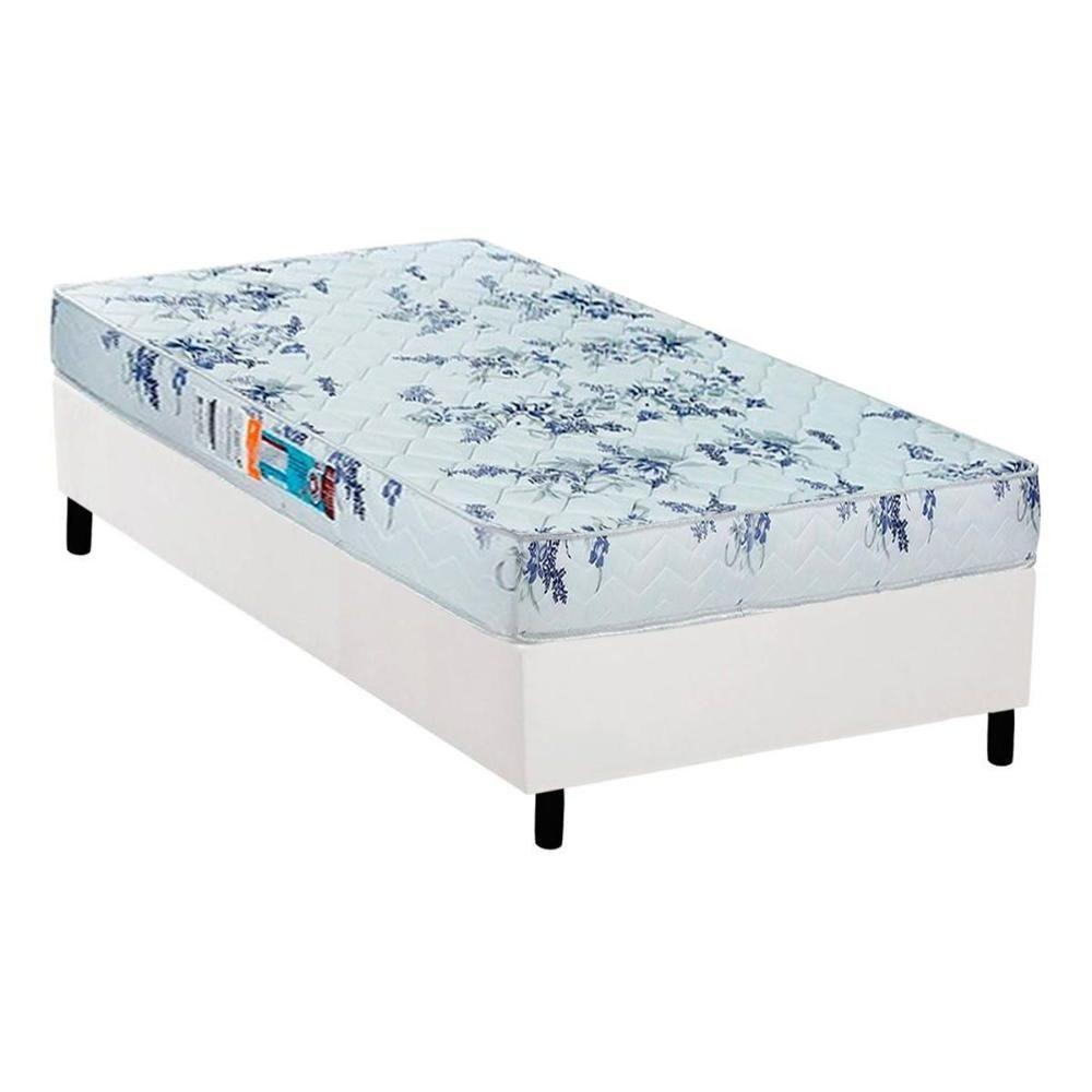 Cama Box Solteiro: Colchão Espuma Luckspuma D28 Celebrity + Base CRC Courano White(88x188) - 1