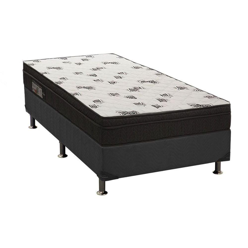 Cama Box Solteiro: Colchão Espuma D45 Ortobom Light Saúde Ortopilow + Base CRC Suede Black(88x188) - 1