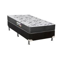 Cama Box Solteiro: Colchão Anatômico Herval D28/AG65 Ortopedic Black + Base CRC Suede Black(88x188) - 1