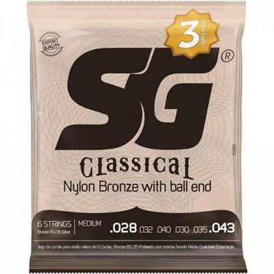 Encordoamento P/ Violão Nylon Bronze Medium Pack C/ 3 Sg - P
