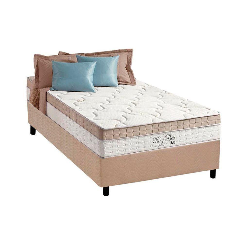 Cama Box Solteiro: Colchão Molas MasterPocket Ensacadas Anjos   King Best + Base CRC Suede Clean(88x188) - 1