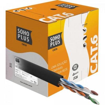 Cabo De Rede Preto Cat.6 Cmx Cx 305M Furukawa Sohoplus - Cx