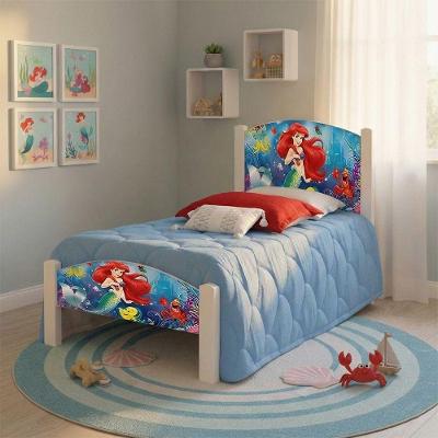 Cama Solteiro Infantil Adesivada Design Ariel Para Quarto Infantil - Branco Ariel