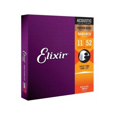 Encordoamento Para Violão 0.011 Custom Light Phosphor Nanoweb Elixir