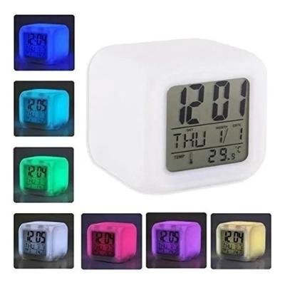 Relogio Digital Despertador Cubo Luminaria Infantil Led