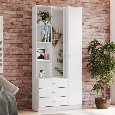 Armário Multiuso Doha 1 Porta 3 Gavetas Nichos Decorativos Branco