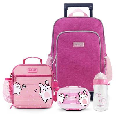 Kit Infantil 4pçs - Bolsa Térmica, Pote P/ Lanche 400ml, Garrafa 460ml E Mochila De Carrinho