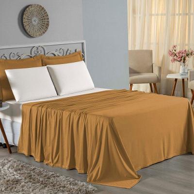 Jogo De Cama Solteiro Nobre 3 Peças Lençol Com Elástico De 30cm De Altura Malha 100% Algodão - Cobre / Palha