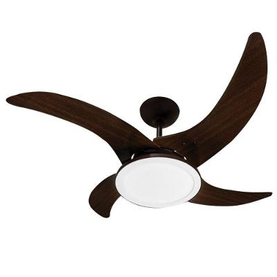 Ventilador Led Carvalho Marrom Café 4 Pás 220V