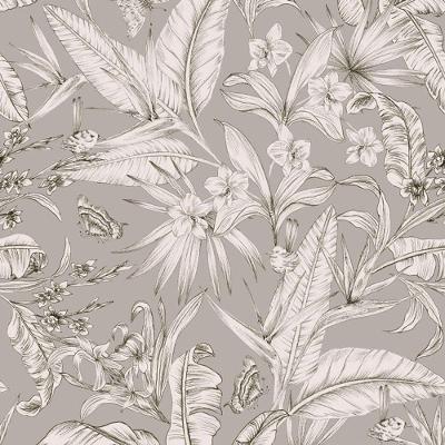 Papel De Parede Botânica Hf Folhagem Cinza 81420