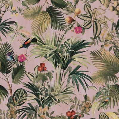 Papel De Parede Botânica Hf Folhagem Rosa 81673