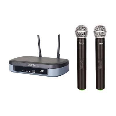 Microfone sem Fio Duplo QTMWU104 Profissional UHF com Alcance Até 50 Metros Preto Quanta