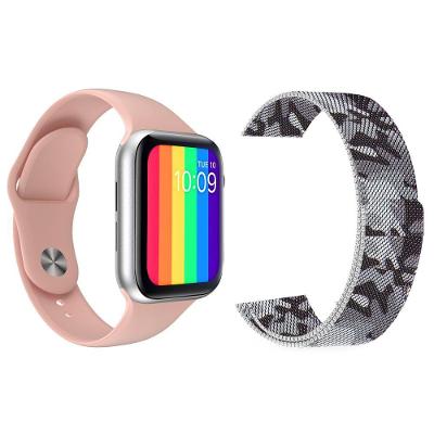 Kit Smartwatch Iwo12 Lite Rosa +Pulseira Camuflada