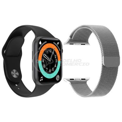 Smartwatch X16 Preto + 1 Pulseira Aço Milanese Prata
