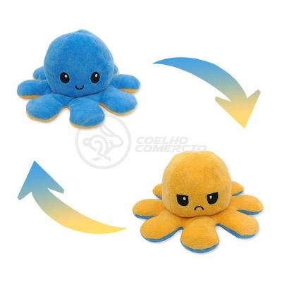Polvo Reversível Feliz E Bravo 2 Em 1 Macio Azul E Amarelo