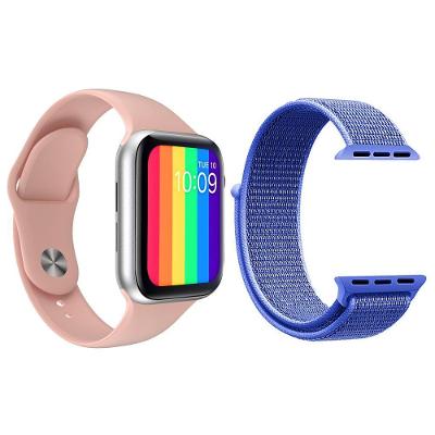 Kit Smartwatch Iwo12 Lite Rosa Android Ios+Pulseira Azul