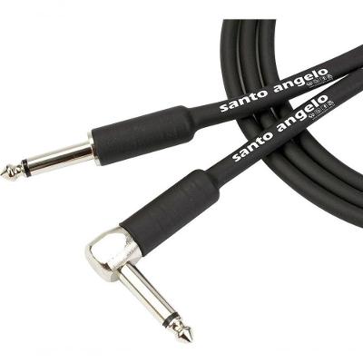 Cabo De Guitarra Angel 0,30mm Conector P10-p10 90º 20ft 6,10 Metros Preto
