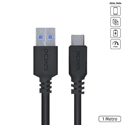 Cabo Para Celular Smartphone Usb Tipo C Para Usb A 3.0 1 Metro Preto - P3uacp-1