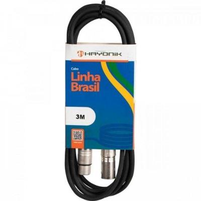 Cabo Para Microfone Linha Brasil Xlr(F) X Xlr(M) 3M Preto Ha