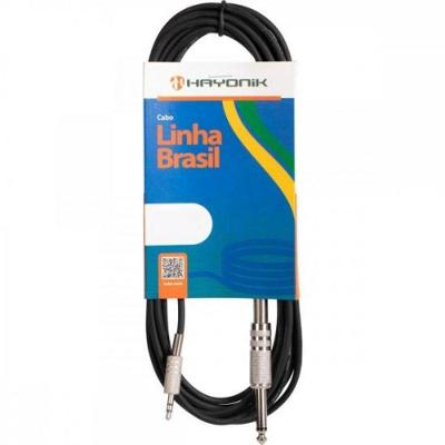 Cabo De áudio Linha Brasil P2 Estéreo X P10 Mono 5m Preto Hayonik