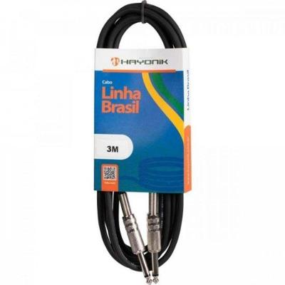 Cabo Para Instrumentos P10 X P10 3m Linha Brasil Preto