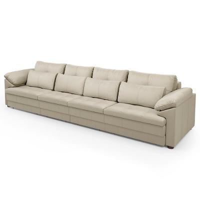 Sofá Retrátil 4 Lugares Para Sala 379cm Dijon Couro Creme S07 - Mpozenato