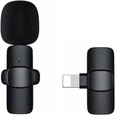 Microfone de Lapela sem Fio para Celular Ios Gravacao Condensador Preto Compatível com Iphone e Ipad