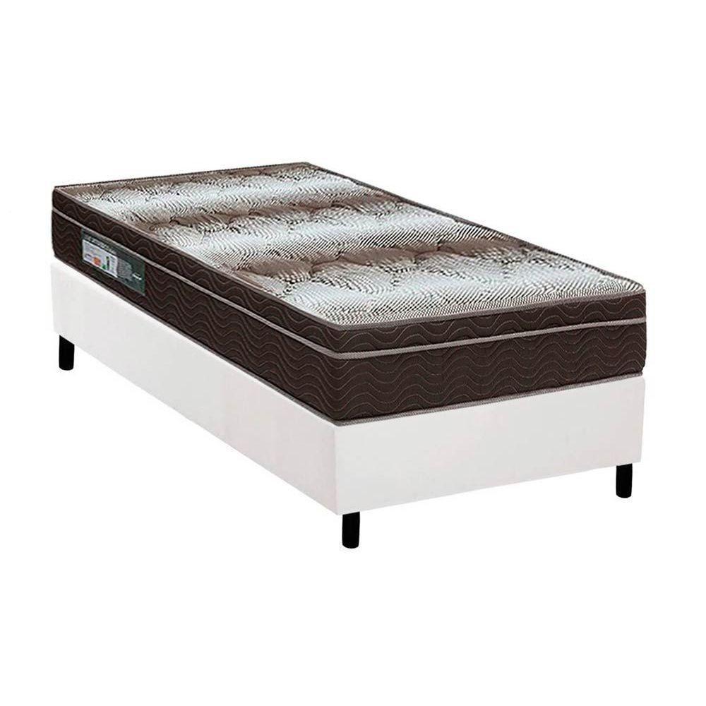 Cama Box Solteiro: Colchão Ortopédico Ortobom Light OrtoPillow + Base CRC Courano White(88x188) - 1