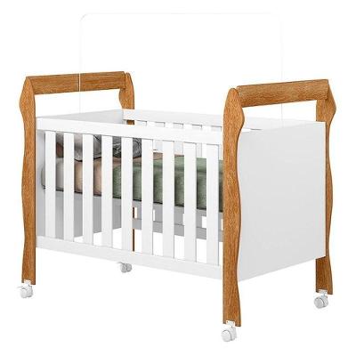 Berço Americano Mini Cama Soninho Branco Amadeirado - Tigus Baby