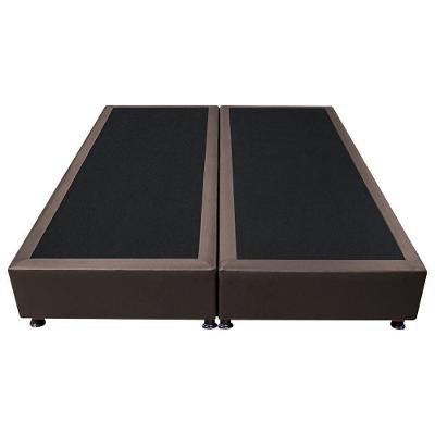 Base Box Casal Bipartido Marrom Sintético 138x188