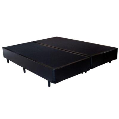 Cama Base Box Casal Bipartido Preto Sintético 30x138x188