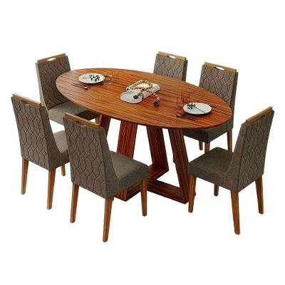 Conjunto Sala De Jantar Mesa 1,80m Vick 6 Cadeiras Bel Madeirado - Marrom