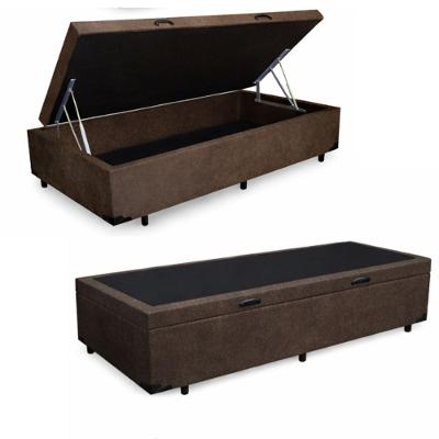 Base Cama Baú Solteiro Suede (88x188) Reforçada - Marrom