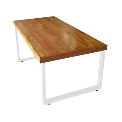 Mesa Industrial Para área Gourmet Madeira Maciça Bernardo Com Ferragem 1,20m Branco