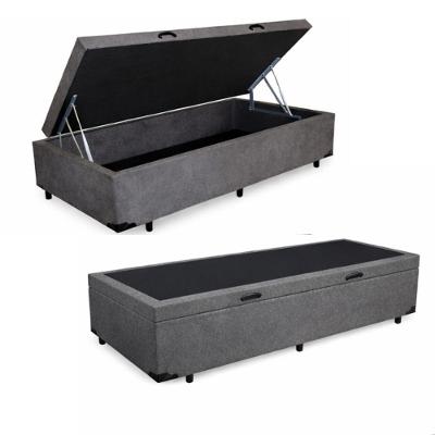 Base Cama Baú Solteiro Suede (88x188) Reforçada - Cinza