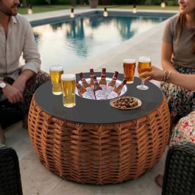Mesa De Centro Cervejeira Em Aço E Corda Náutica Terracota Harpia