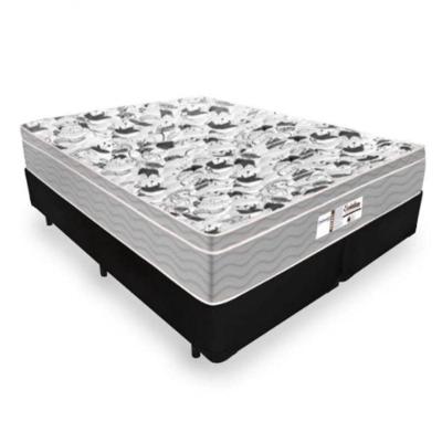 Cama Box Casal Bipartido Tecido Sintético Preto Com Colchão De Molas Ensacadas - Probel Evolution