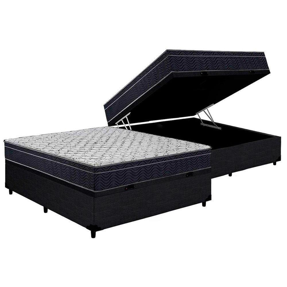 Cama Box Baú Casal: Colchão Espuma D45 Ortobom Airtech 150 + Base CRC Courano Black(138x188) - 1